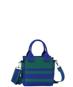 Color BLock Striped Tote Crossbody Bag JY-0529-M BLUE/GREEN